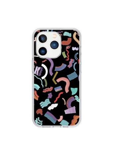 Cover iPhone 15 Pro Curly and Zigzag Stripes Nero - Ninola Design