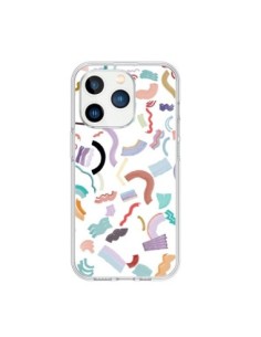 Coque iPhone 15 Pro Curly and Zigzag Stripes White -...