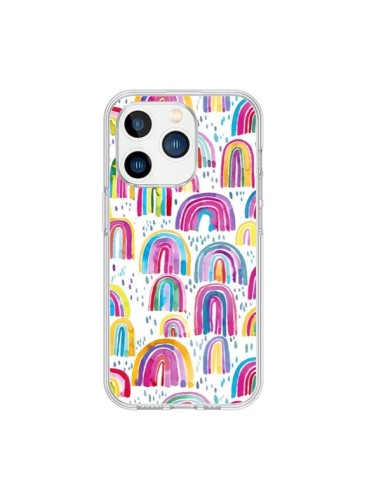 Coque iPhone 15 Pro Cute Watercolor Rainbows - Ninola Design