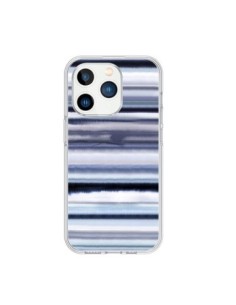 Coque iPhone 15 Pro Degrade Stripes Watercolor Navy -...