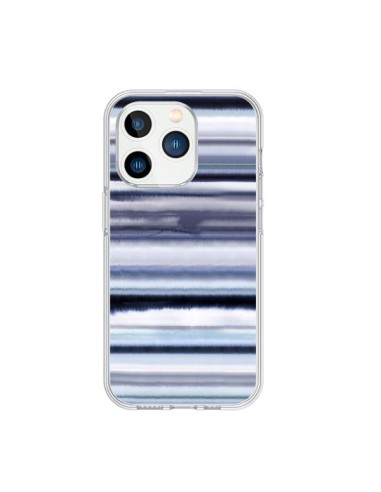 Coque iPhone 15 Pro Degrade Stripes Watercolor Navy - Ninola Design