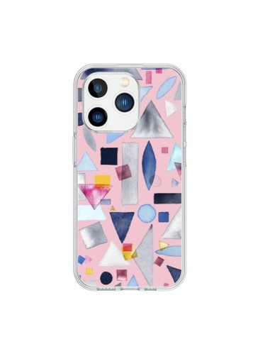 Coque iPhone 15 Pro Geometric Pieces Pink - Ninola Design