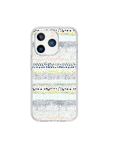 Coque iPhone 15 Pro Little Textured Dots Green - Ninola Design