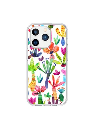 iPhone 15 Pro Case Overlapped WaterColor Dots Flowers - Ninola Design
