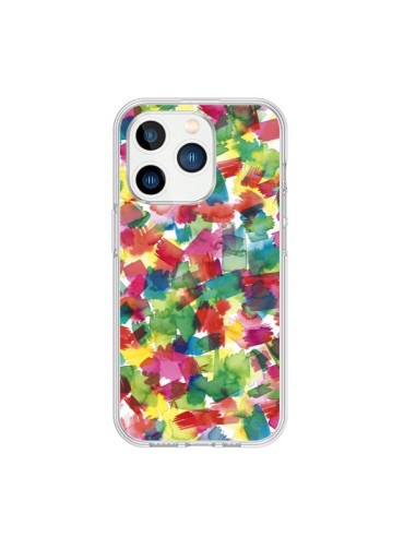 Coque iPhone 15 Pro Speckled Watercolor Blue - Ninola Design