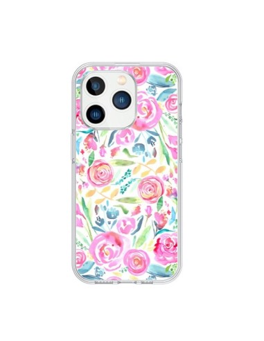 Coque iPhone 15 Pro Speckled Watercolor Pink - Ninola Design