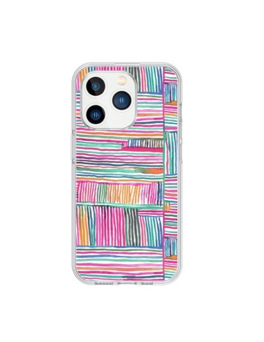 Coque iPhone 15 Pro Watercolor Linear Meditation Pink - Ninola Design