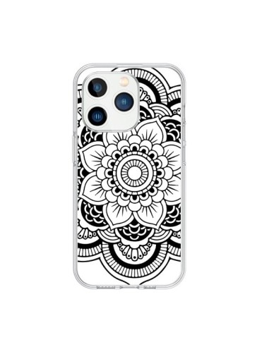 Coque iPhone 15 Pro Mandala Noir Azteque - Nico