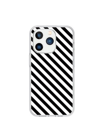 Coque iPhone 15 Pro Bonbon Candy Noire et Blanche Rayée - Nico