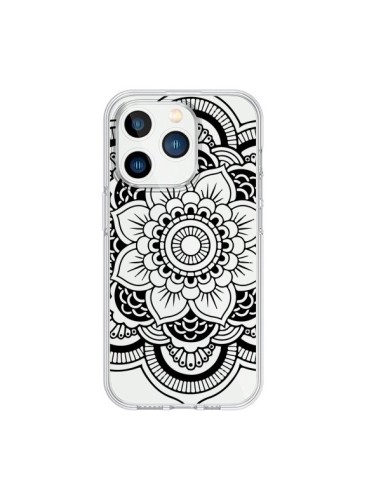 Cover iPhone 15 Pro Mandala Nero Azteco Trasparente - Nico