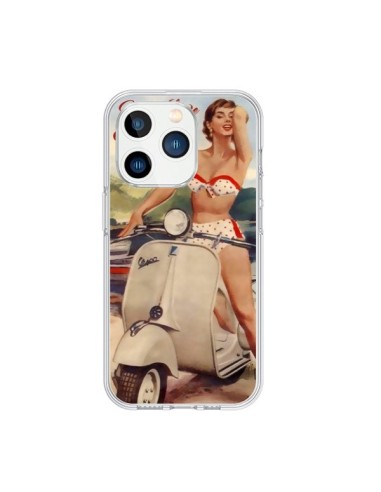 Coque iPhone 15 Pro Pin Up With Love From the Riviera Vespa Vintage - Nico