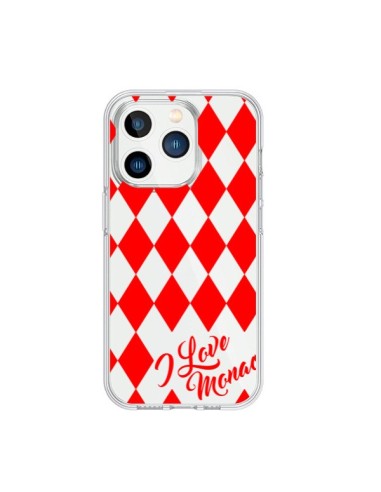 Coque iPhone 15 Pro I Love Monaco et Losange Rouge - Nico