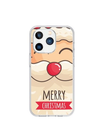Coque iPhone 15 Pro Moustache du Père Noël Merry Christmas - Nico
