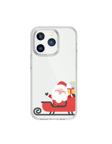 Coque iPhone 15 Pro Père Noël et son Traineau transparente - Nico