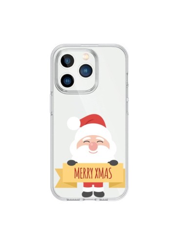 Coque iPhone 15 Pro Père Noël Merry Christmas transparente - Nico