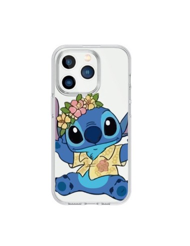 Coque iPhone 15 Pro Stitch de Lilo et Stitch Aloha transparente - Nico