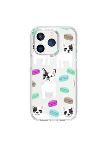 Coque iPhone 15 Pro Chiens Bulldog Français Macarons Transparente - Pet Friendly