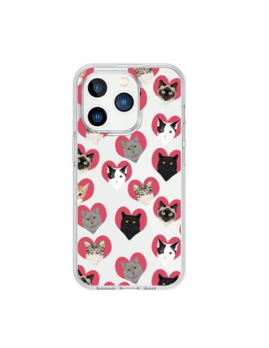 iPhone 15 Pro Case Cat Hearts Clear - Pet Friendly