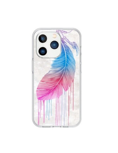 Coque iPhone 15 Pro Plume arc-en-ciel - Rachel Caldwell