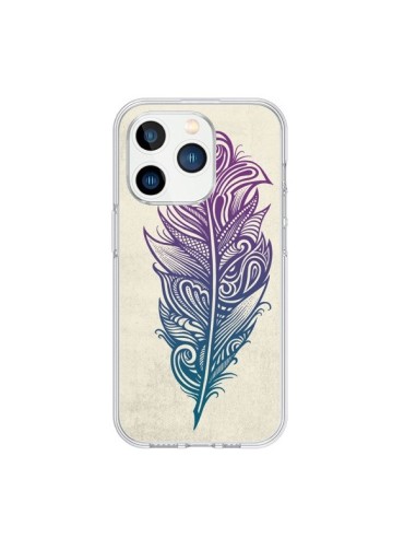 Coque iPhone 15 Pro Feather Plume Arc En Ciel - Rachel Caldwell