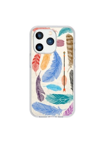 Coque iPhone 15 Pro Feather Plumes Multicolores - Rachel Caldwell