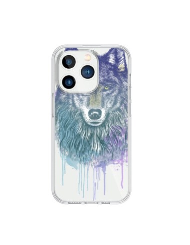 Coque iPhone 15 Pro Loup Wolf Animal Transparente - Rachel Caldwell