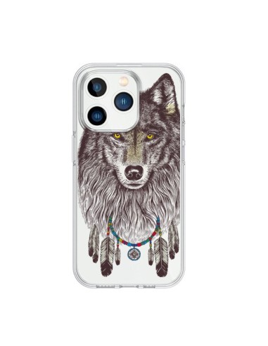 Coque iPhone 15 Pro Loup Wolf Attrape Reves Transparente - Rachel Caldwell