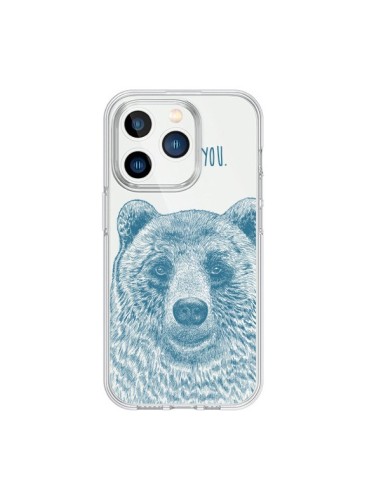 Coque iPhone 15 Pro I Love You Bear Ours Ourson Transparente - Rachel Caldwell