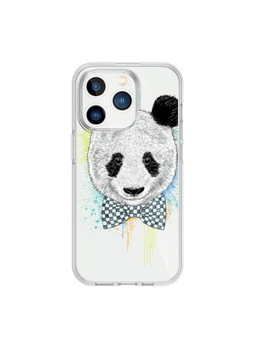 Coque iPhone 15 Pro Panda Noeud Papillon Transparente - Rachel Caldwell