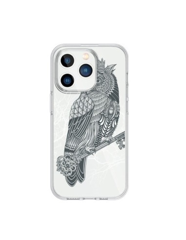 Coque iPhone 15 Pro Owl King Chouette Hibou Roi Transparente - Rachel Caldwell