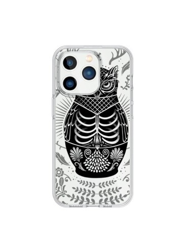 Coque iPhone 15 Pro Owl Chouette Hibou Squelette Transparente - Rachel Caldwell
