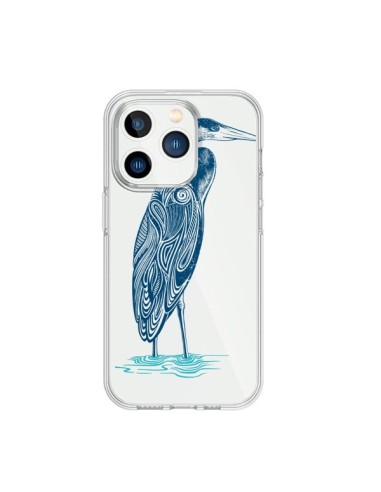 Coque iPhone 15 Pro Heron Blue Oiseau Transparente - Rachel Caldwell