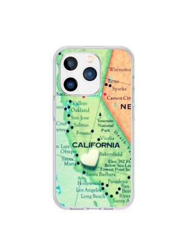 Coque iPhone 15 Pro Carte Map Californie - R Delean