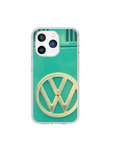 Coque iPhone 15 Pro Groovy Van Hippie VW Bleu - R Delean