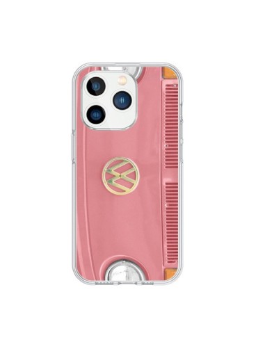 Coque iPhone 15 Pro Groovy Van Hippie VW Rose - R Delean