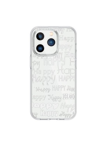 Cover iPhone 15 Pro Happy Felice Bianco Trasparente - R Delean