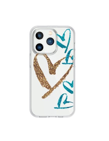 Coque iPhone 15 Pro Coeurs Heart Love Amour Transparente - Sylvia Cook