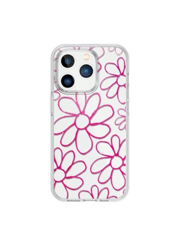 Coque iPhone 15 Pro Flower Garden Pink Fleur Transparente - Sylvia Cook