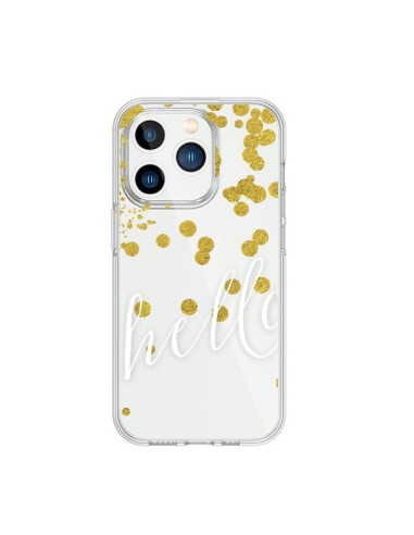 Coque iPhone 15 Pro Hello, Bonjour Transparente - Sylvia Cook