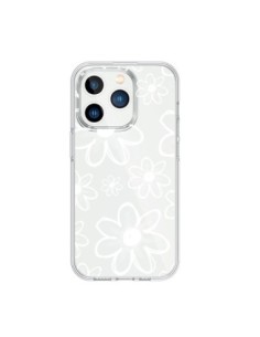 Coque iPhone 15 Pro Mandala Blanc White Flower...