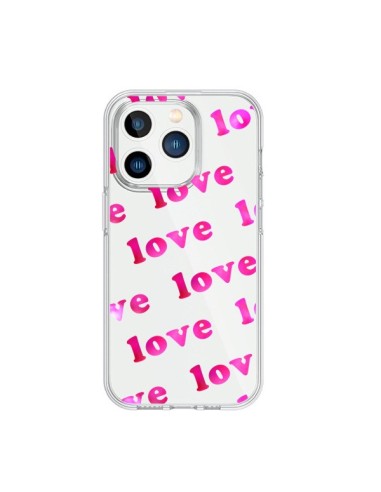 Coque iPhone 15 Pro Pink Love Rose Transparente - Sylvia Cook