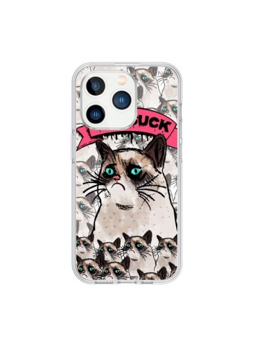 Coque iPhone 15 Pro Chat Grumpy Cat - You Suck - Sara Eshak