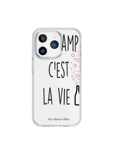 Coque iPhone 15 Pro Le Champ, c'est la Vie Transparente - Les Vilaines Filles