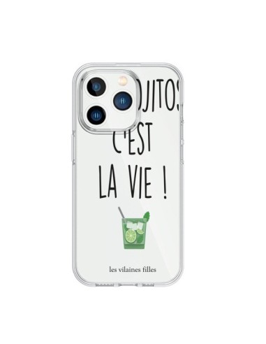 Coque iPhone 15 Pro Les Mojitos, c'est la vie Transparente - Les Vilaines Filles