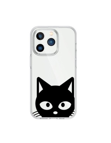 Coque iPhone 15 Pro Tête Chat Noir Cat Transparente - Yohan B.