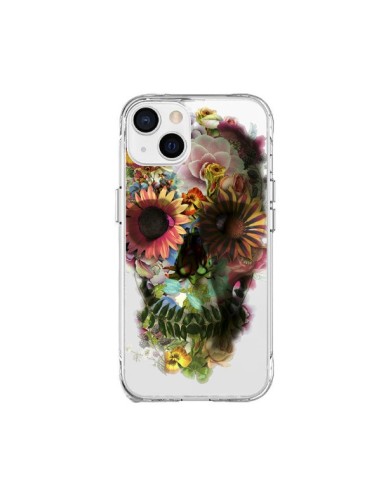 Coque iPhone 15 Plus Skull Flower Tête de Mort Transparente - Ali Gulec