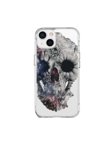 Coque iPhone 15 Plus Floral Skull Tête de Mort Transparente - Ali Gulec
