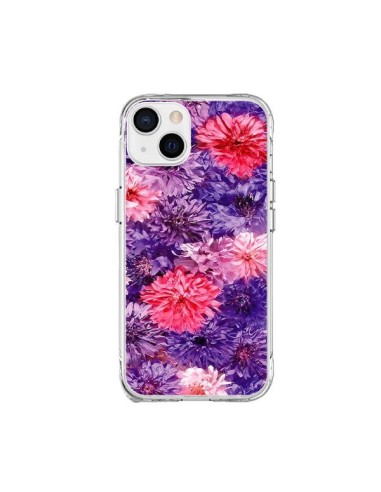 Coque iPhone 15 Plus Fleurs Violettes Flower Storm - Asano Yamazaki