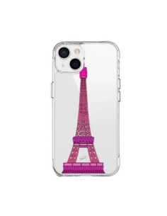 Cover iPhone 15 Plus Tour Eiffel Rosa Paris Trasparente -...