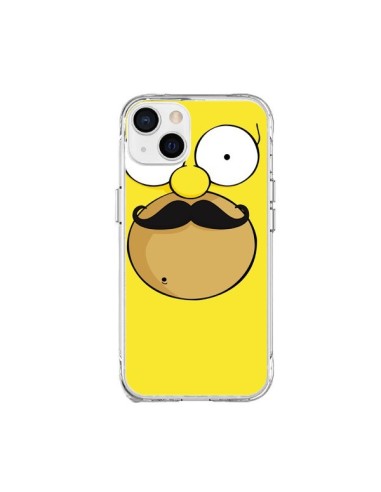 Coque iPhone 15 Plus Homer Movember Moustache Simpsons - Bertrand Carriere